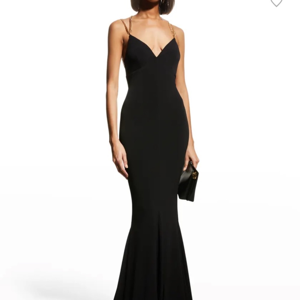Retrofete Valentina Black and Gold Chain Gown